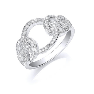 Silver Interlink CZ Ring
