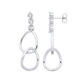Silver Interlocked Teardrop CZ Earrings