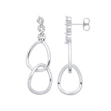 Silver Interlocked Teardrop CZ Earrings