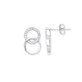 Silver Interlocking Circles CZ Stud Earrings