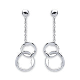 Silver Interlocking Circles Drop Earrings