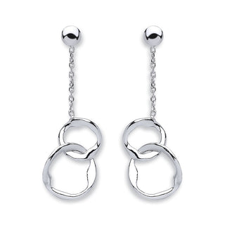 Silver Interlocking Circles Drop Earrings