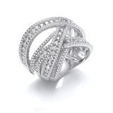 Silver Intertwined Channel & Pave Set CZ Ring M