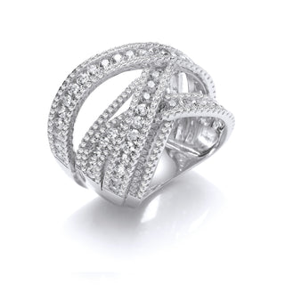 Silver Intertwined Channel & Pave Set CZ Ring M