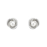 Silver Knot With Pearl Stud