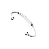 Silver Ladies Solid Torque Bangle With Id Plate