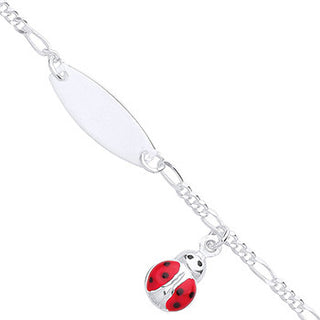 Silver Ladybird Charm & Id Baby Bracelet