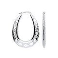 Silver Large D/c Oval Creoles