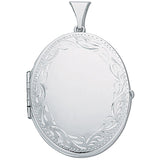 Silver Large Engraved Oval Shaped Family Locket