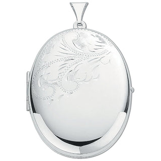 Silver Large Engraved Oval Shaped Locket (£250)