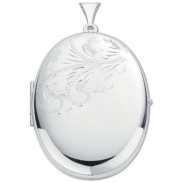 Silver Large Engraved Oval Shaped Locket (£250)