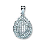 Silver Large Pear Shape CZ Pendant