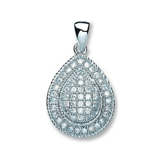 Silver Large Pear Shape CZ Pendant