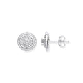 Silver Layered CZ Circle Stud Earrings