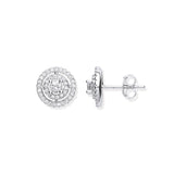 Silver Layered CZ Circle Stud Earrings