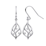 Silver Leaf Earrings With Rubover CZ