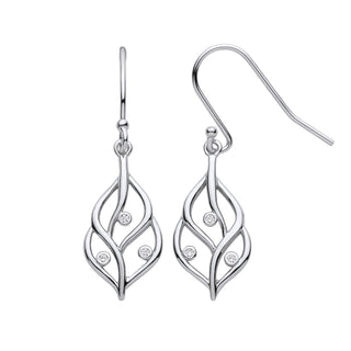 Silver Leaf Earrings With Rubover CZ