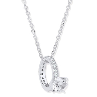 Silver Little Girls Big Diamond Ring CZ Chain
