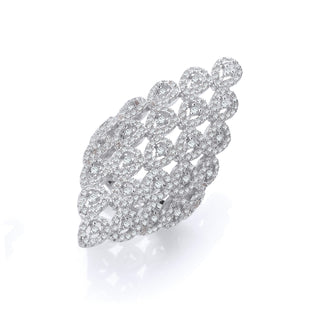 Silver Long Diamond Shape Design CZ Ring