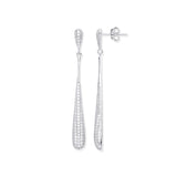 Silver Long Teardrop CZ Earrings
