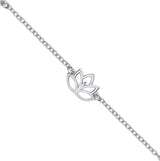 Silver Lotus Flowers Ladies Bracelet