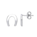 Silver Lucky Horseshoe Stud Earrings