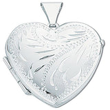 Silver Medium Engraved Heart Shaped Locket (£110)