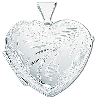Silver Medium Engraved Heart Shaped Locket (£110)