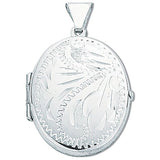 Silver Medium Engraved Oval Shaped Locket (£105)