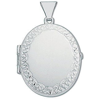 Silver Medium Engraved Oval Shaped Locket (£110)