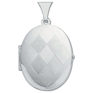 Silver Medium Engraved Oval Shaped Locket (£115)