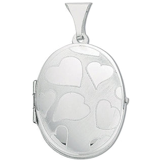 Silver Medium Engraved Oval Shaped Locket (£115)