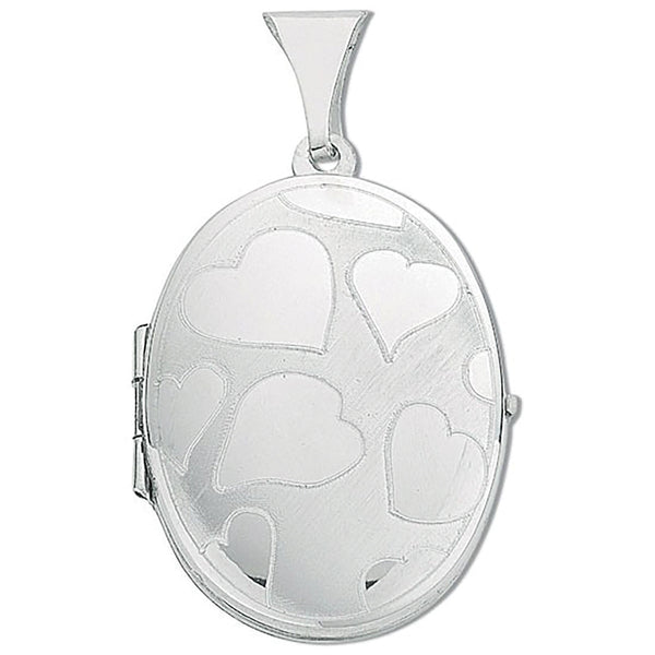 Silver Medium Engraved Oval Shaped Locket (£115)