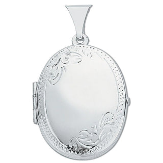 Silver Medium Engraved Oval Shaped Locket (£120)
