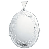 Silver Medium Engraved Oval Shaped Locket (£145)