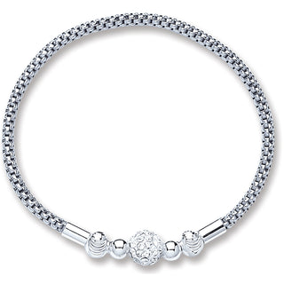 Silver Mesh With Crystal Ball Bracelet 07