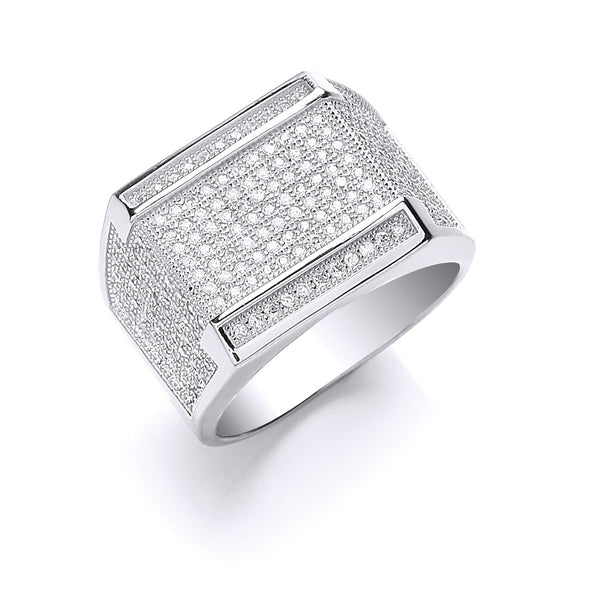 Silver Micro Pave' CZ Gents Ring 8g (£140)