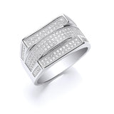 Silver Micro Pave' CZ Gents Ring 8g
