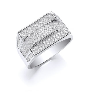 Silver Micro Pave' CZ Gents Ring 8g