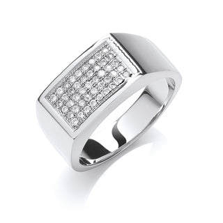 Silver Micro-pave CZ Gents Ring 8g
