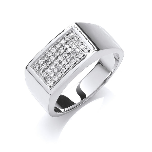 Silver Micro-pave CZ Gents Ring 8g