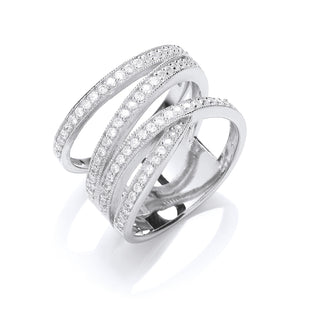Silver Micro-pave Multi Band CZ Ring