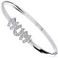 Silver Mum CZ Hinged Bangle