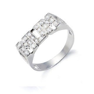 Silver Mum CZ Id Side Ring