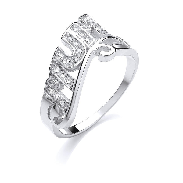 Silver Mum CZ Ring