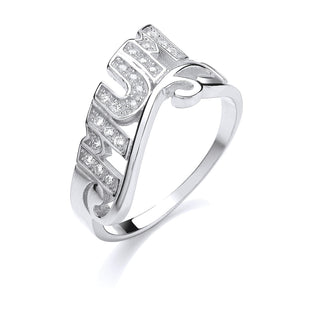 Silver Mum CZ Ring J