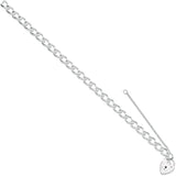 Silver Open Curb & Padlock Charm Bracelet 12.6g