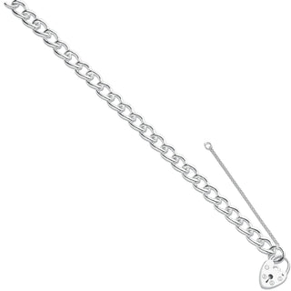 Silver Open Curb & Padlock Charm Bracelet 22g