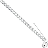 Silver Open Curb & Padlock Charm Bracelet 32g