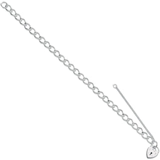 Silver Open Curb & Padlock Charm Bracelet 7.2g